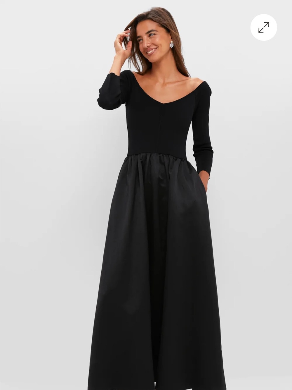 Tuckernuck Black Off-Shoulder Long Sleeve Maxi Dress